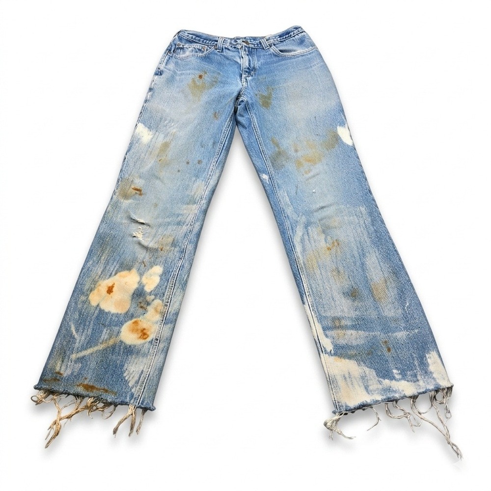 Carhartt 381-83 Jeans Mens 32x34 Relaxed Fit Thrashed Rust Stained Grunge Work